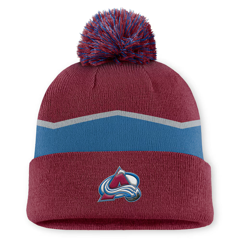 Fanatics Authentic Pro Rink 13 Cuffed Knit Beanie with Pom- Colorado Avalanche