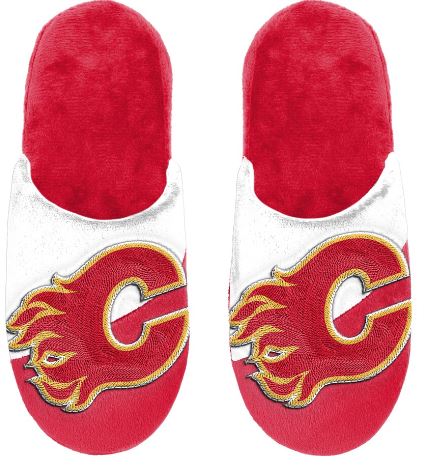 FOCO NHL Big Logo Youth Slippers - Calgary Flames