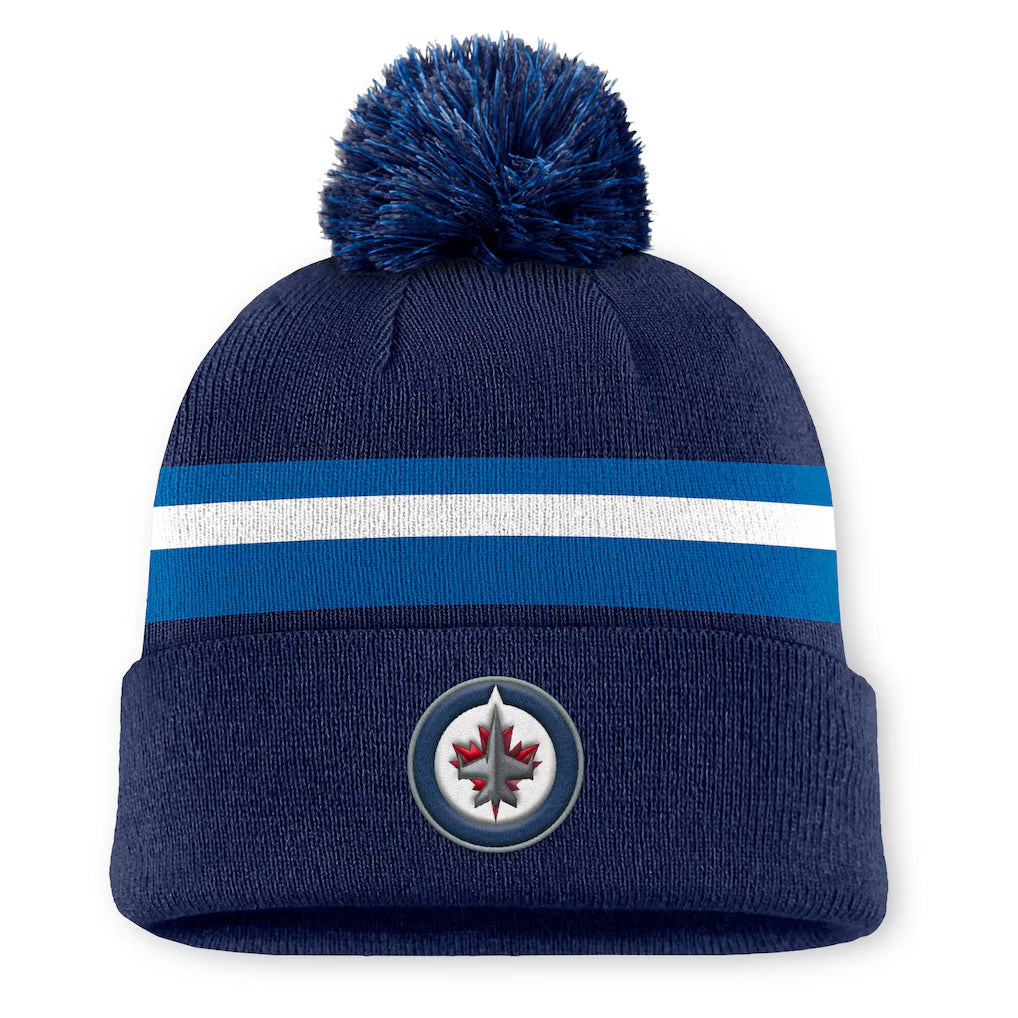 Fanatics Authentic Pro Rink 13 Cuffed Knit Beanie with Pom- Winnipeg Jets