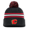 Fanatics Authentic Pro Rink 13 Cuffed Knit Beanie with Pom- Calgary Flames