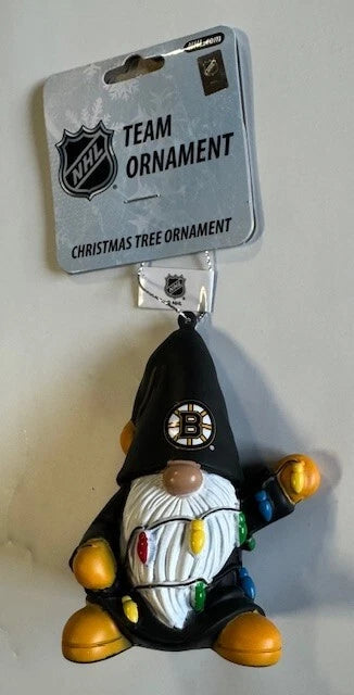 FOCO NHL Gnome with Lights Ornament- Boston Bruins