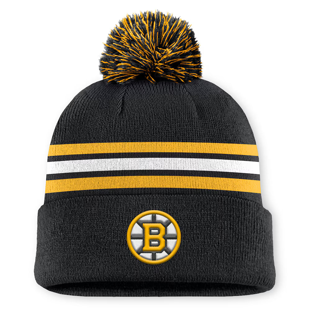 Fanatics Authentic Pro Rink 13 Cuffed Knit Beanie with Pom- Boston Bruins