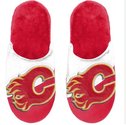 FOCO NHL Big Logo Adult Slippers - Calgary Flames