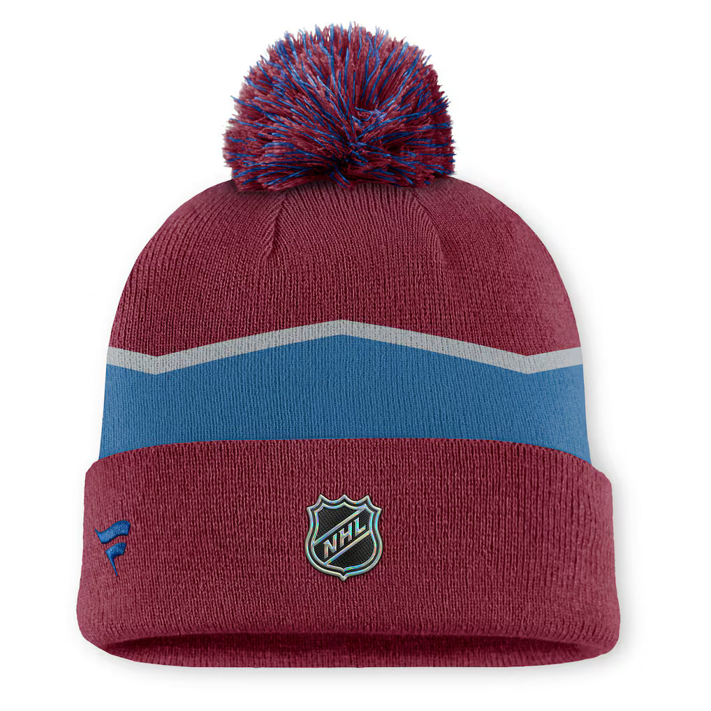 Fanatics Authentic Pro Rink 13 Cuffed Knit Beanie with Pom- Colorado Avalanche