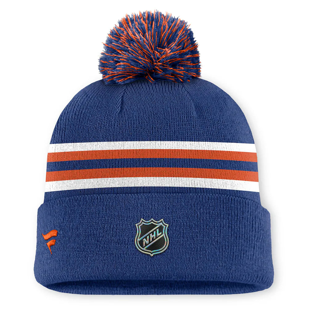 Fanatics Authentic Pro Rink 13 Cuffed Knit Beanie with Pom- Edmonton Oilers