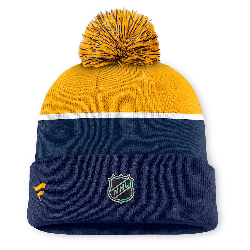 Fanatics Authentic Pro Rink 13 Cuffed Knit Beanie with Pom- Nashville Predators