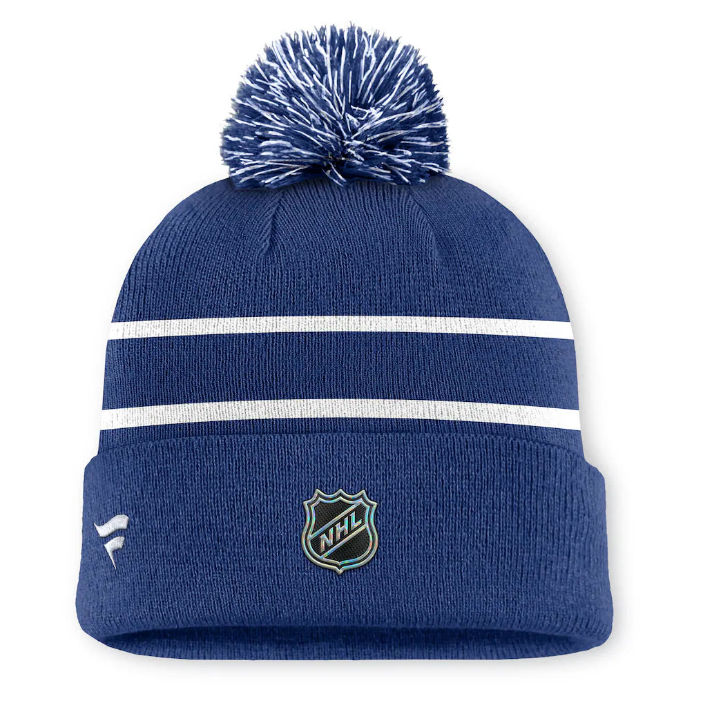 Fanatics Authentic Pro Rink 13 Cuffed Knit Beanie with Pom- Toronto Maple Leafs