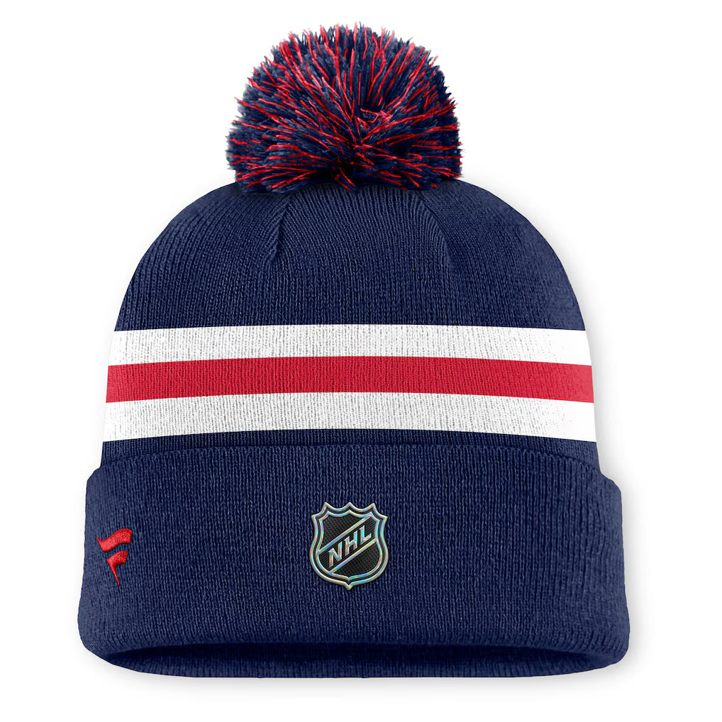 Fanatics Authentic Pro Rink 13 Cuffed Knit Beanie with Pom- New York Rangers