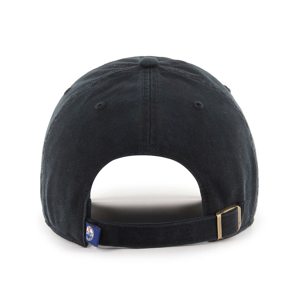 '47 Brand Edmonton Oilers Clean Up Black on Black Logo Adjustable Hat