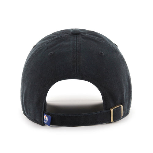 '47 Brand Edmonton Oilers Clean Up Black on Black Logo Adjustable Hat