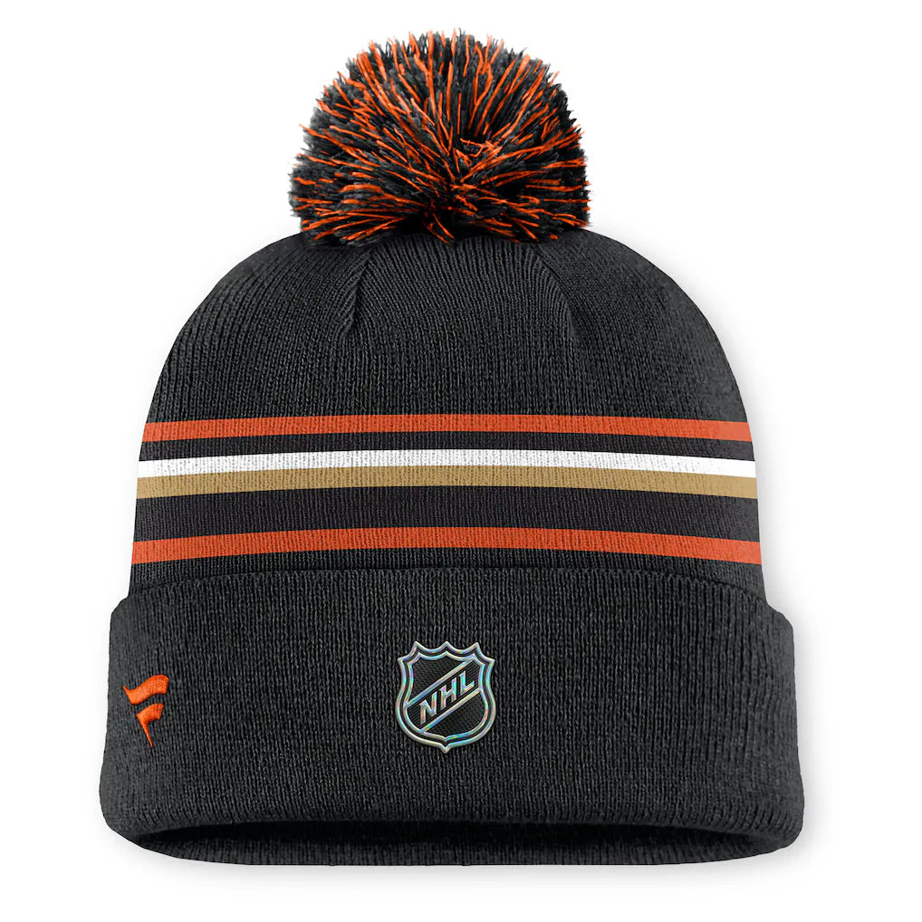 Fanatics Authentic Pro Rink 13 Cuffed Knit Beanie with Pom- Anaheim Ducks