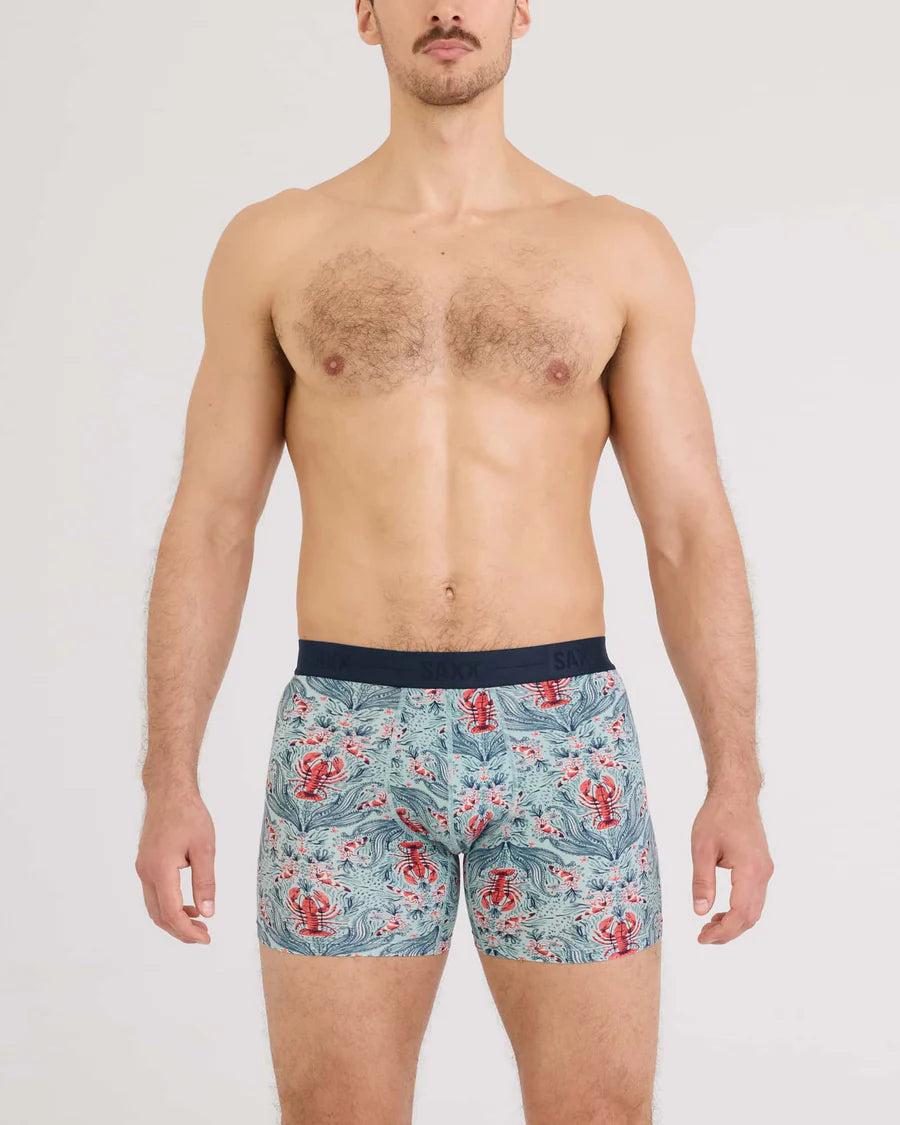 Saxx Men’s Smooth Luxe Micro Modal Boxer Brief - Lobster Flourish Mint