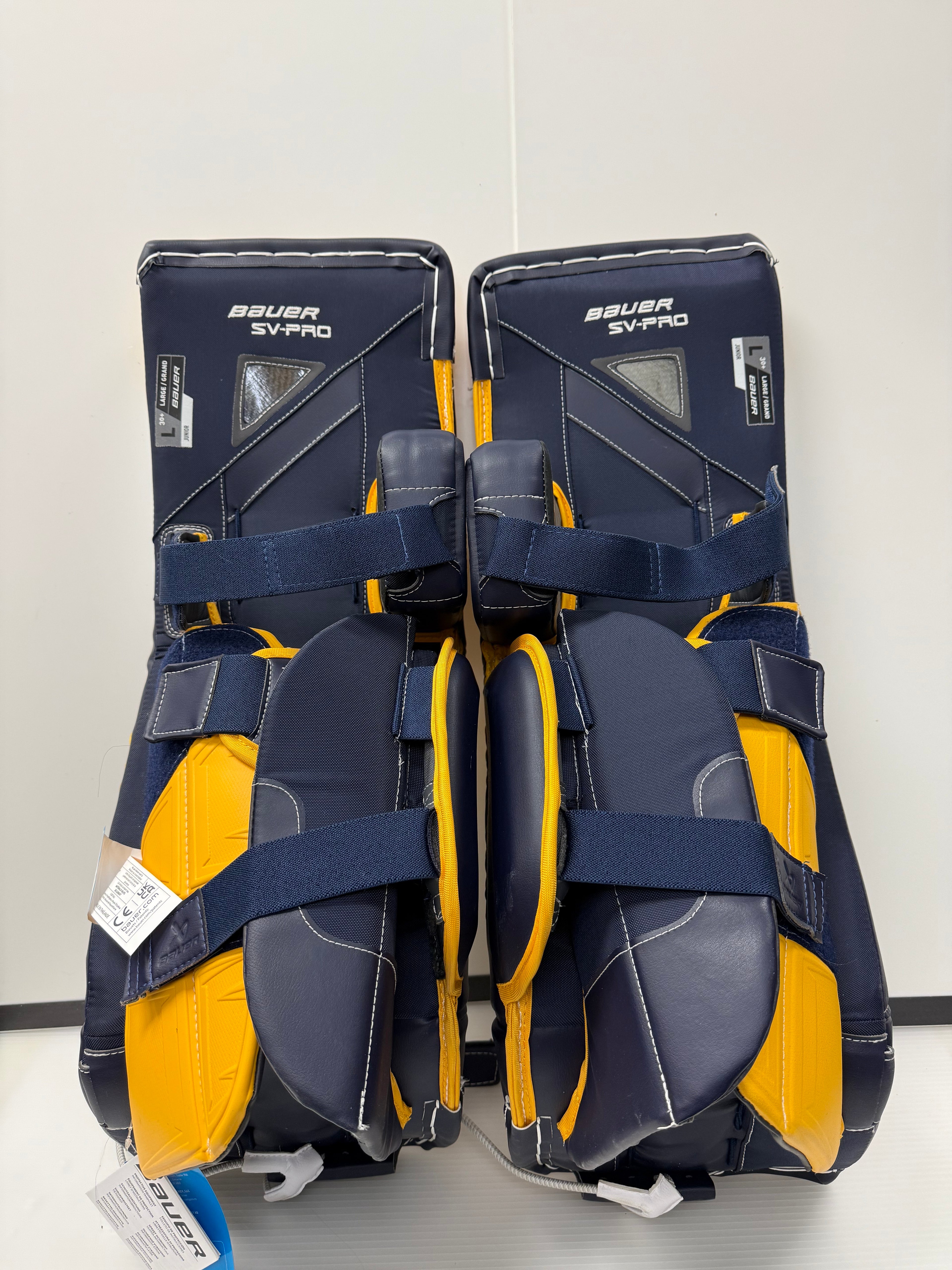 Bauer Custom SV-Pro Goalie Leg Pads Junior- Navy/White/Gold
