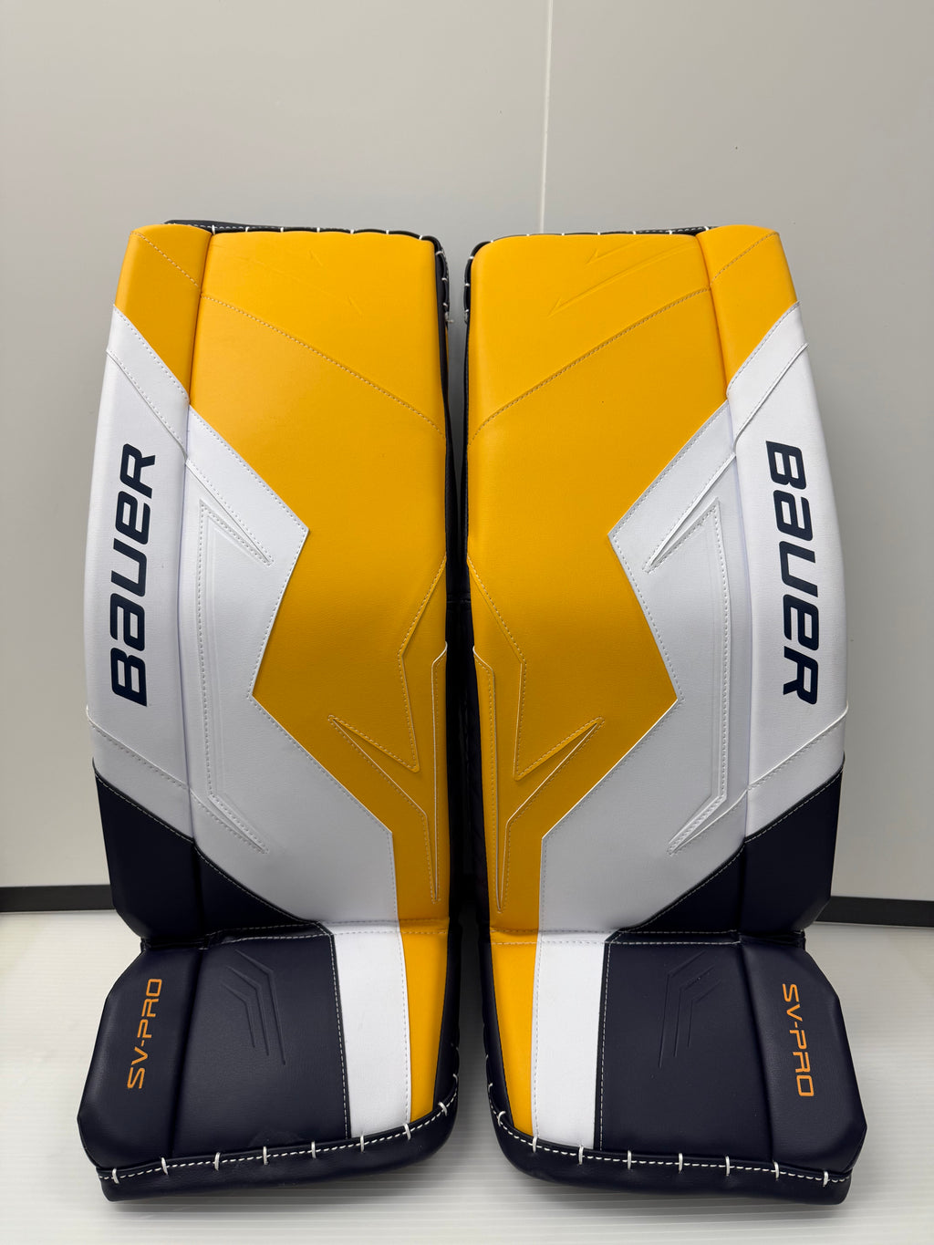 Bauer Custom SV-Pro Goalie Leg Pads Junior- Navy/White/Gold