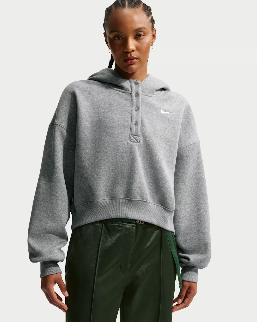 Nike Women's Sportswear Phoenix Fleece Oversized Cropped Henley Hoodie