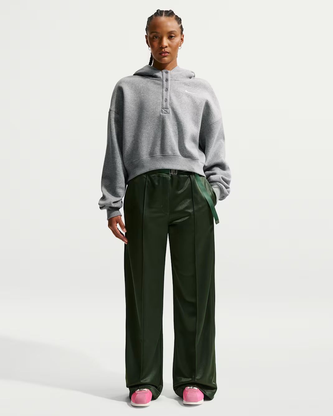 Nike Women's Sportswear Phoenix Fleece Oversized Cropped Henley Hoodie