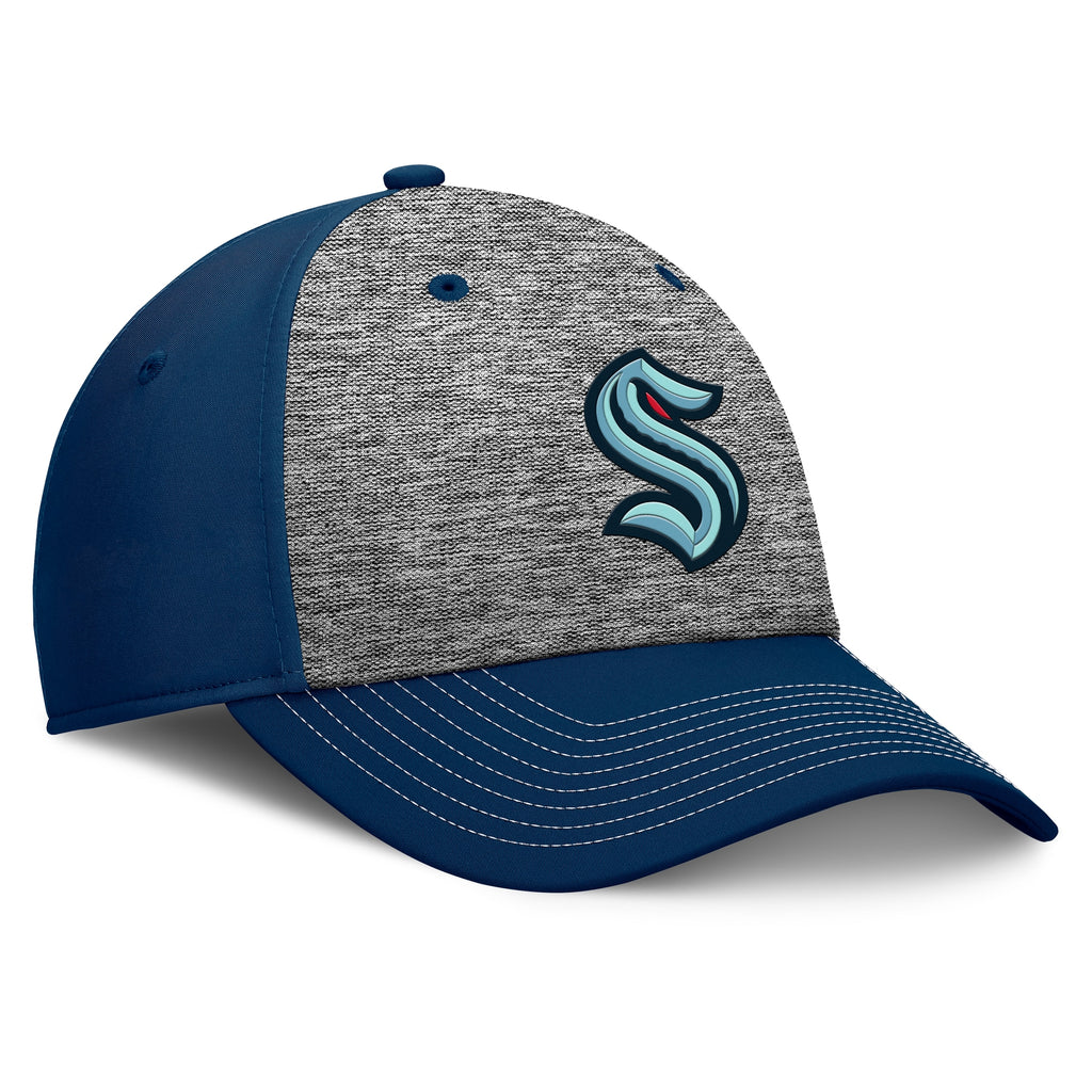 Seattle Kraken Fanatics Fundamental Top Shelf 2-Tone Flex Hat Gray/Navy - side