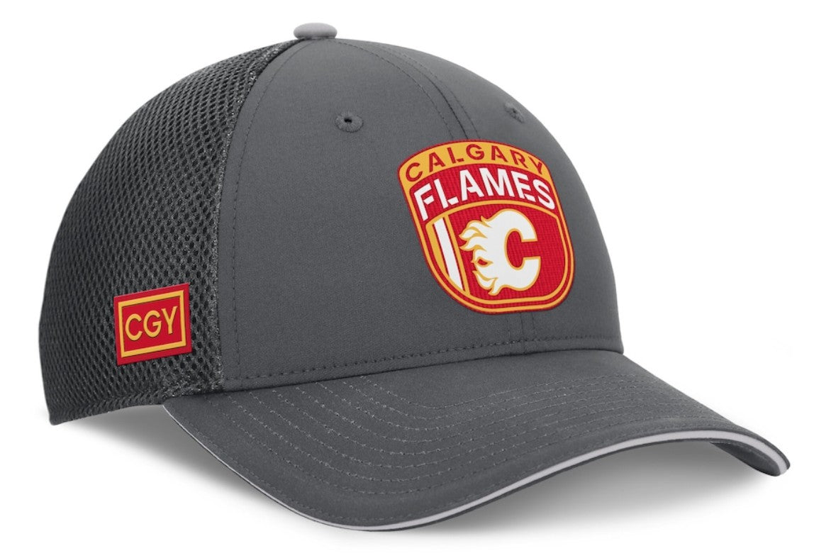 NHL Authentic Pro Home Ice Trucker Adjustable Hat- Calgary Flames
