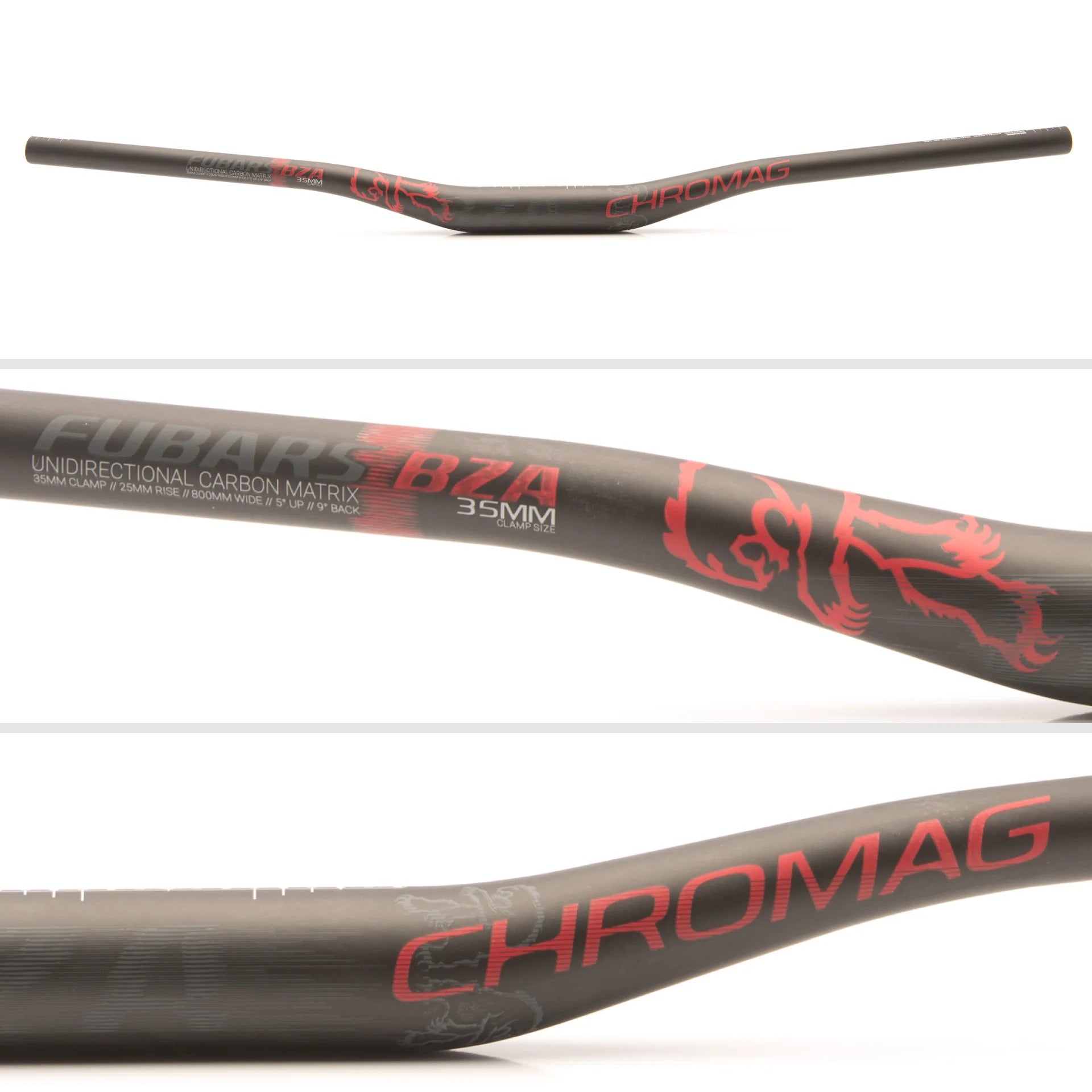 BZA Carbon Handlebars- 35mm Bar Clamp