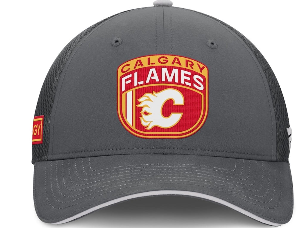 NHL Authentic Pro Home Ice Trucker Adjustable Hat- Calgary Flames