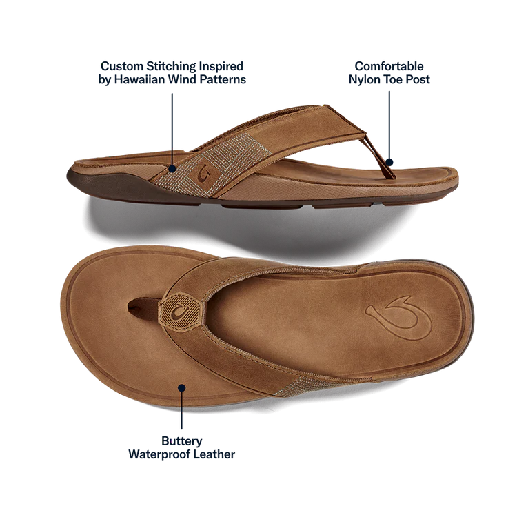 OluKai Tuahine Men's Leather Sandals
