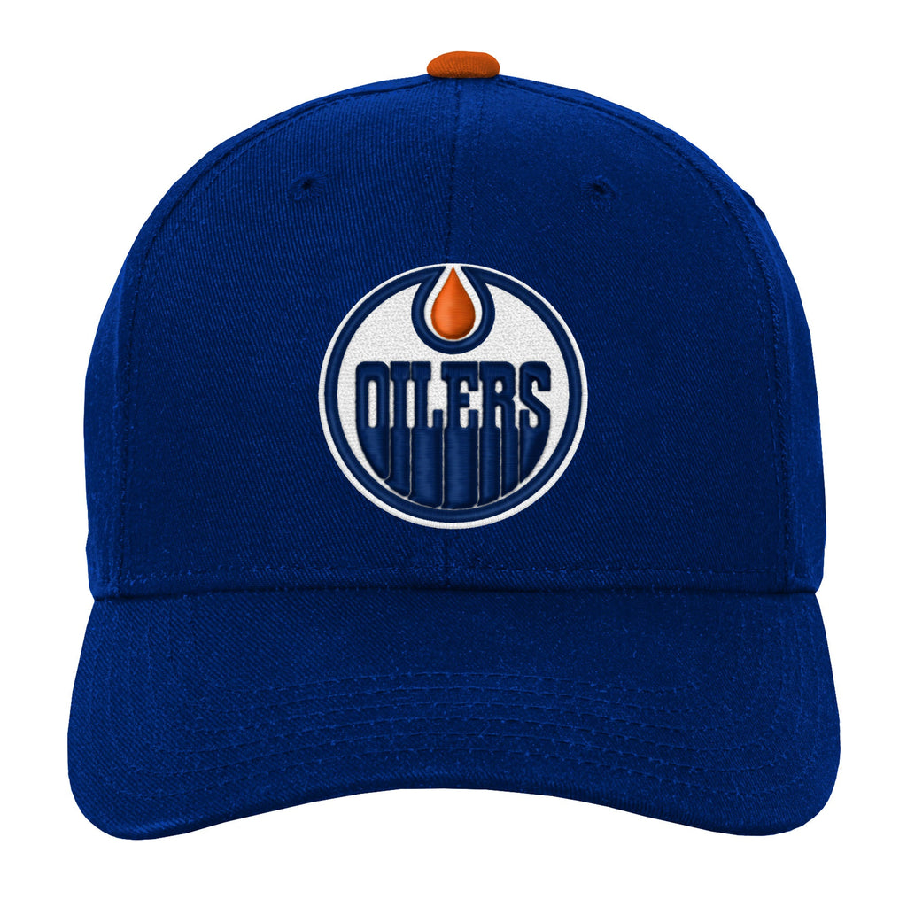 Outerstuff Youth Edmonton Oilers Precurved Snapback Hat - Royal, front view