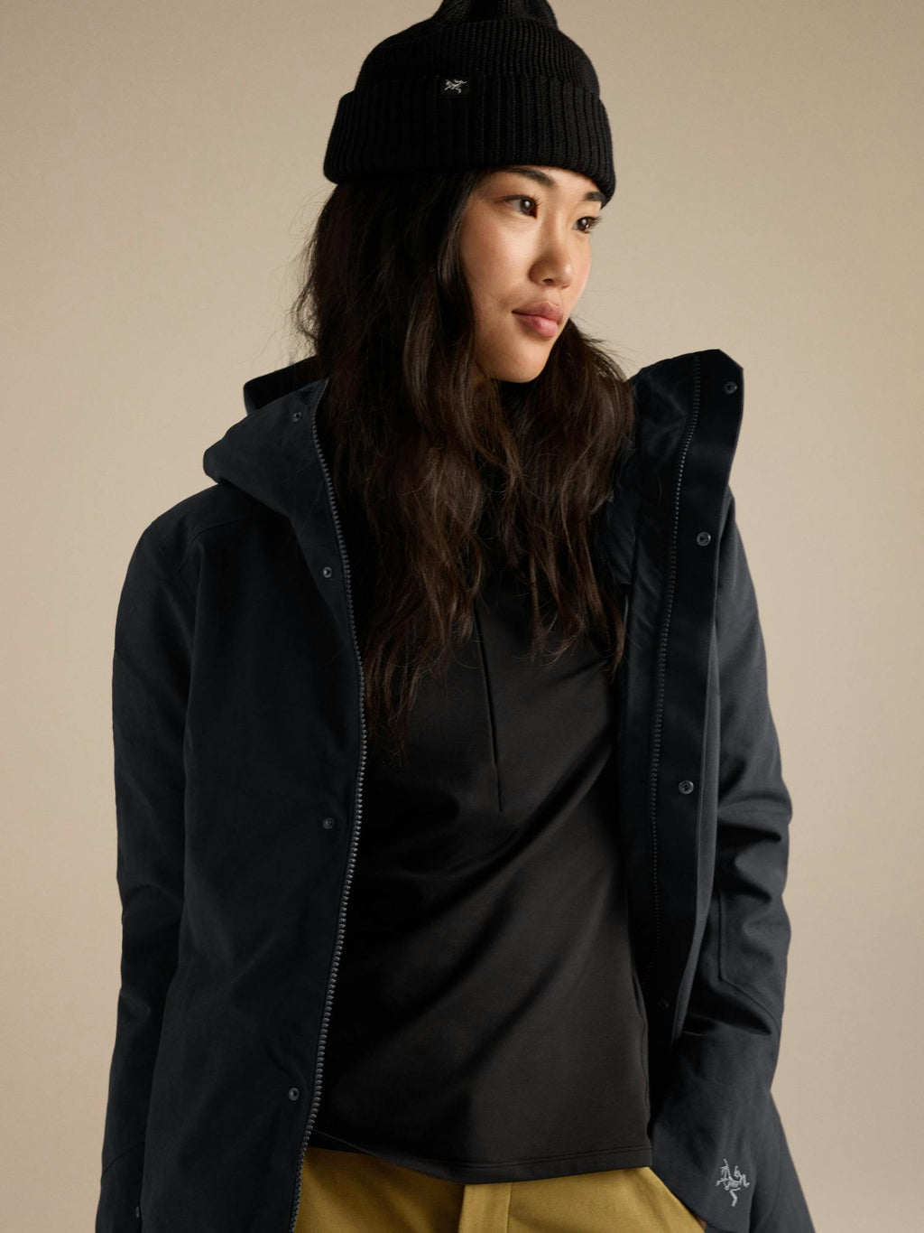 Arc'teryx Women's Patera Parka in Black - collar and zipper detail