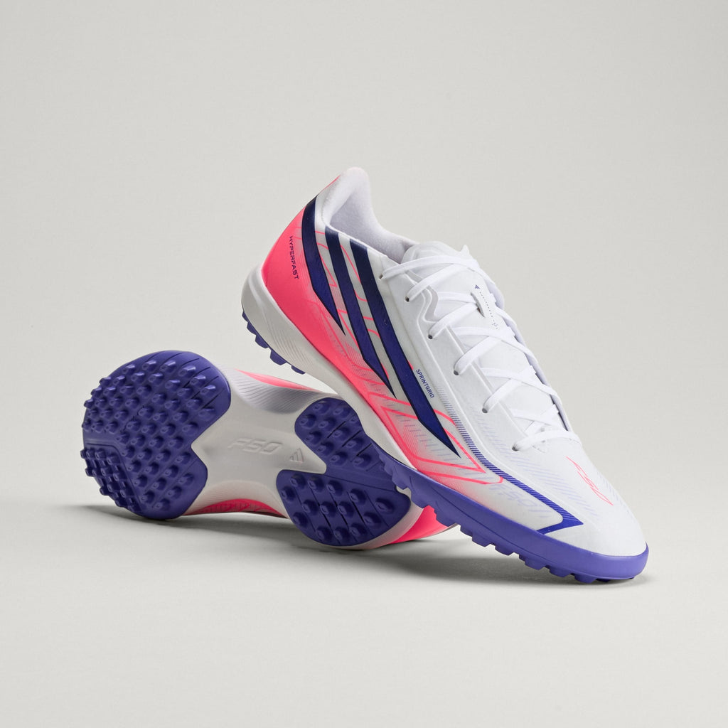 Adidas Men's F50 Hyperfast League Turf Soccer Shoes - White/Solar Purple