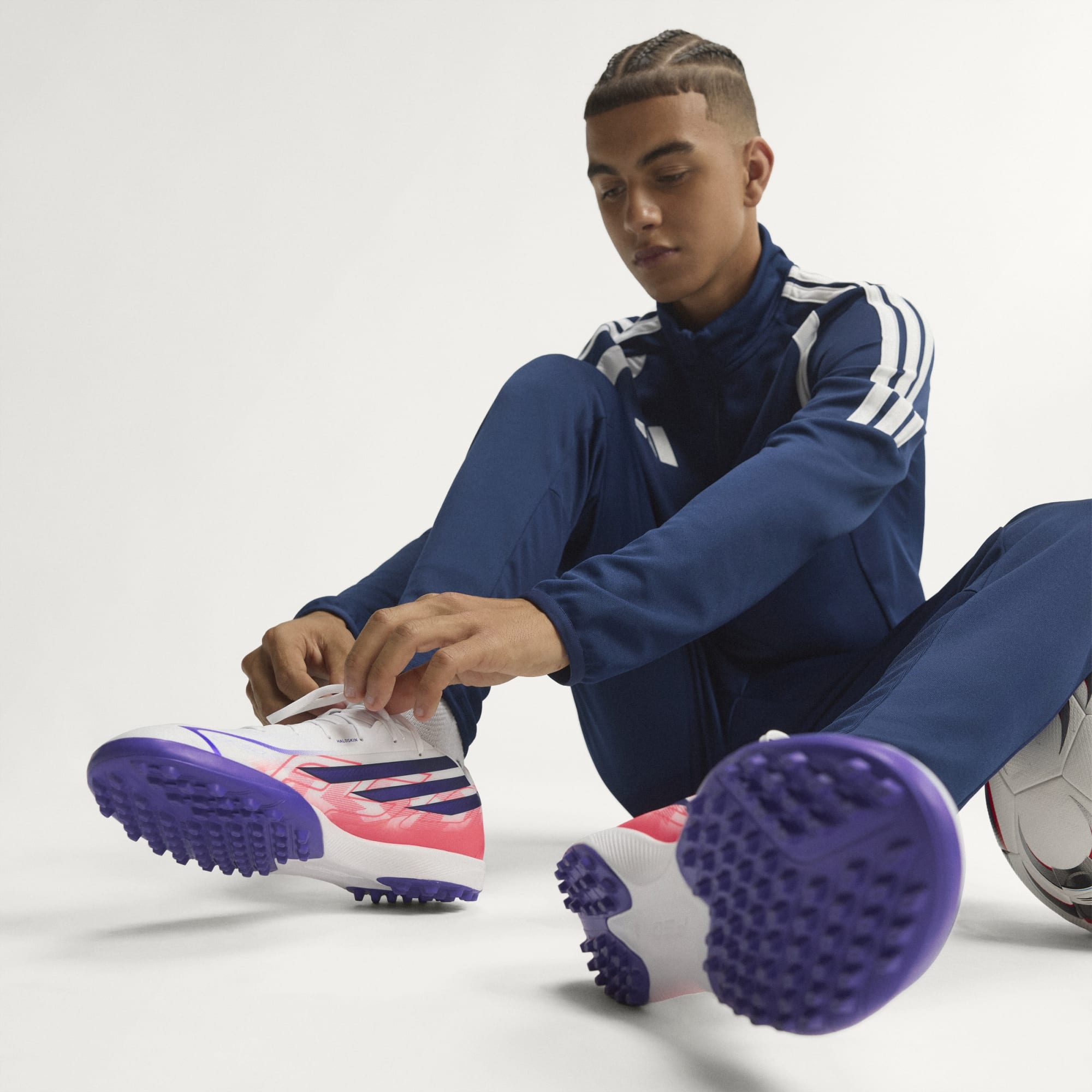 Adidas Men's F50 Hyperfast League Turf Soccer Shoes - White/Solar Purple