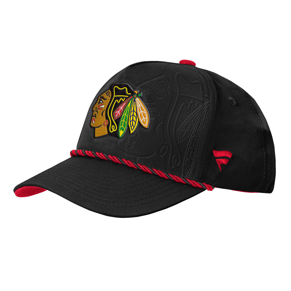 Outerstuff Chicago Blackhawks 2026 NHL Draft Podium Youth Hat - three-quarter left