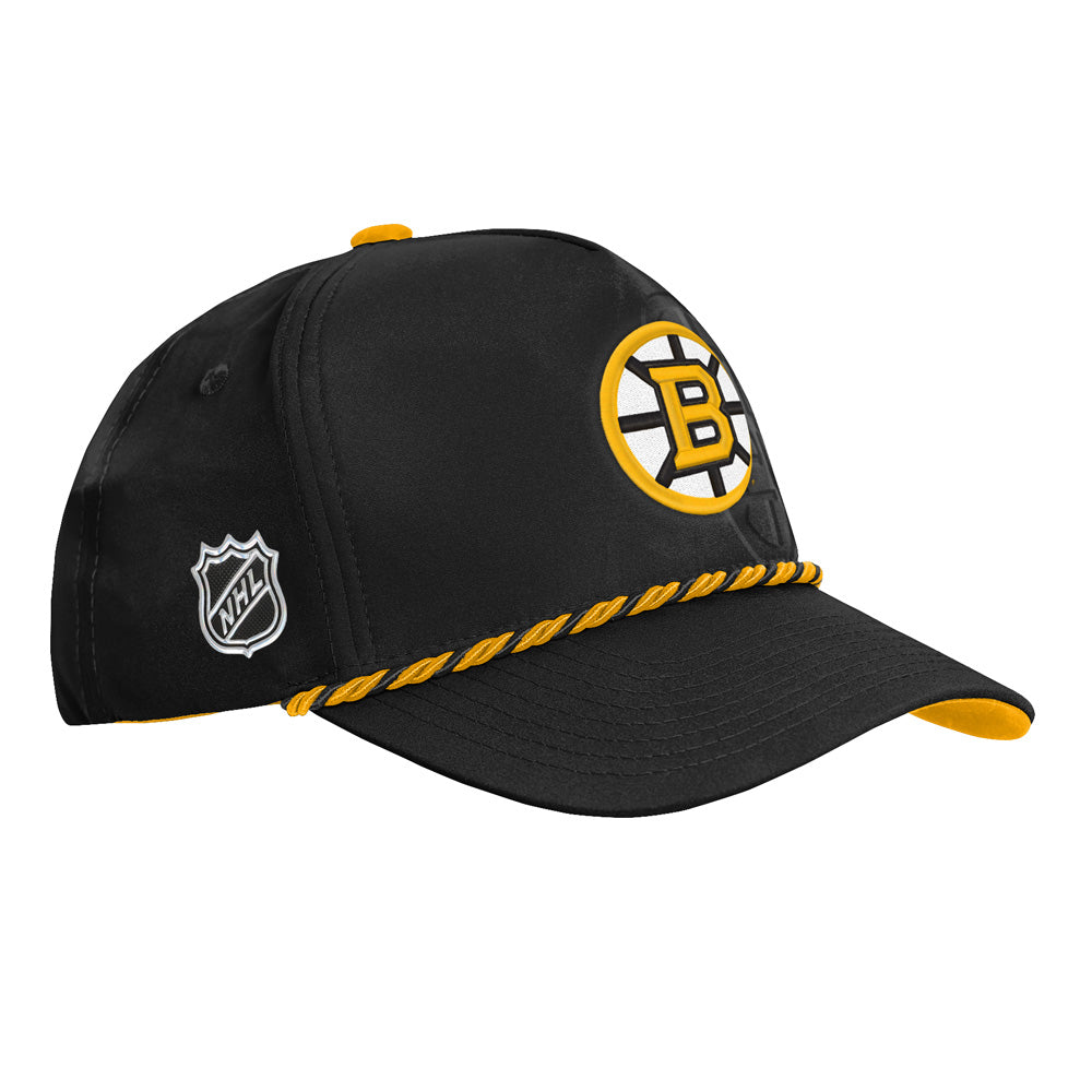 Outerstuff Boston Bruins 2026 NHL Draft Podium Youth Hat - three-quarter right with NHL shield