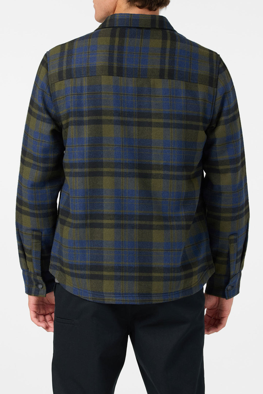 O'Neill Men's Plaid High Pile Lined Jacket - Army - back