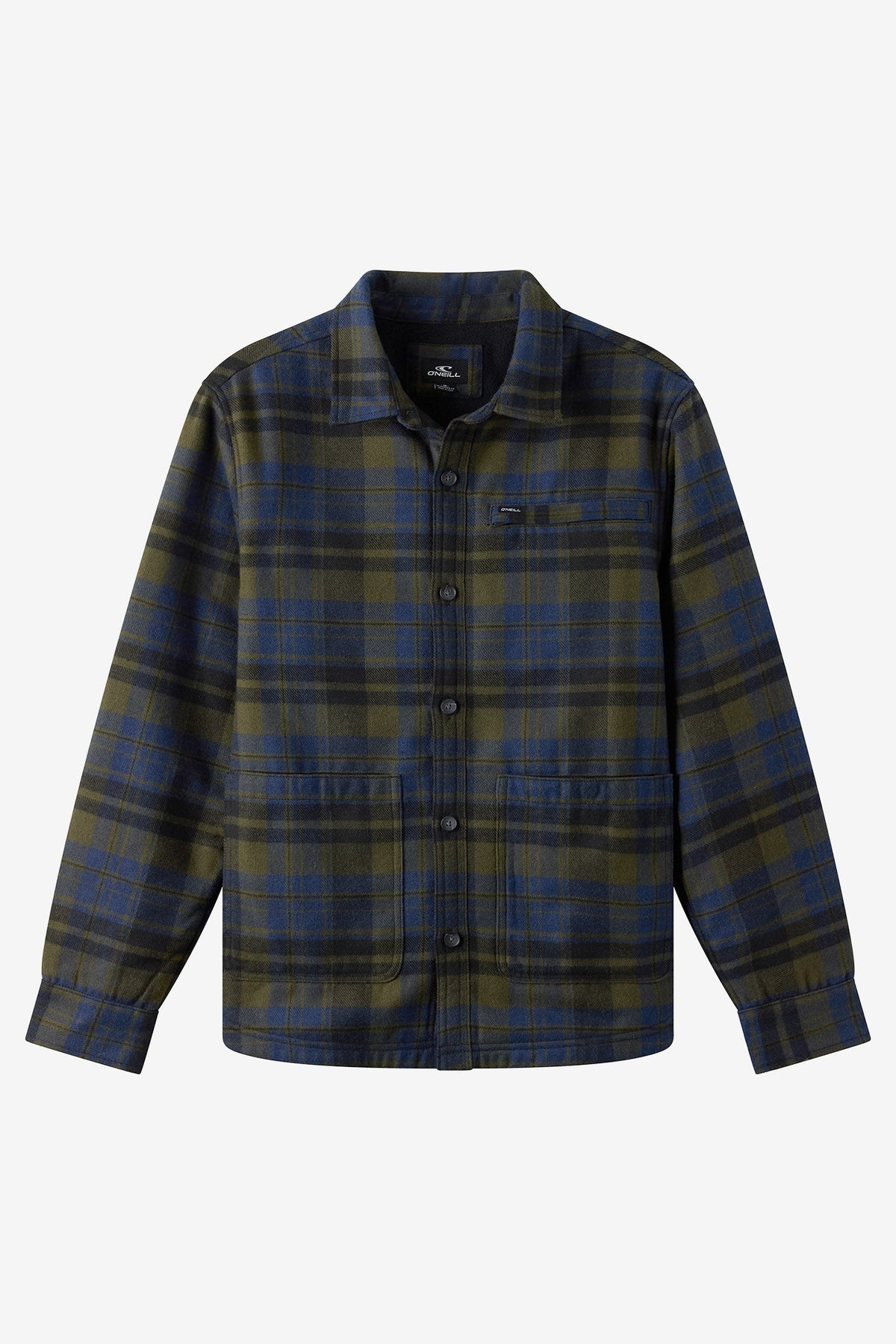 O'Neill Men's Plaid High Pile Lined Jacket - Army - flat front