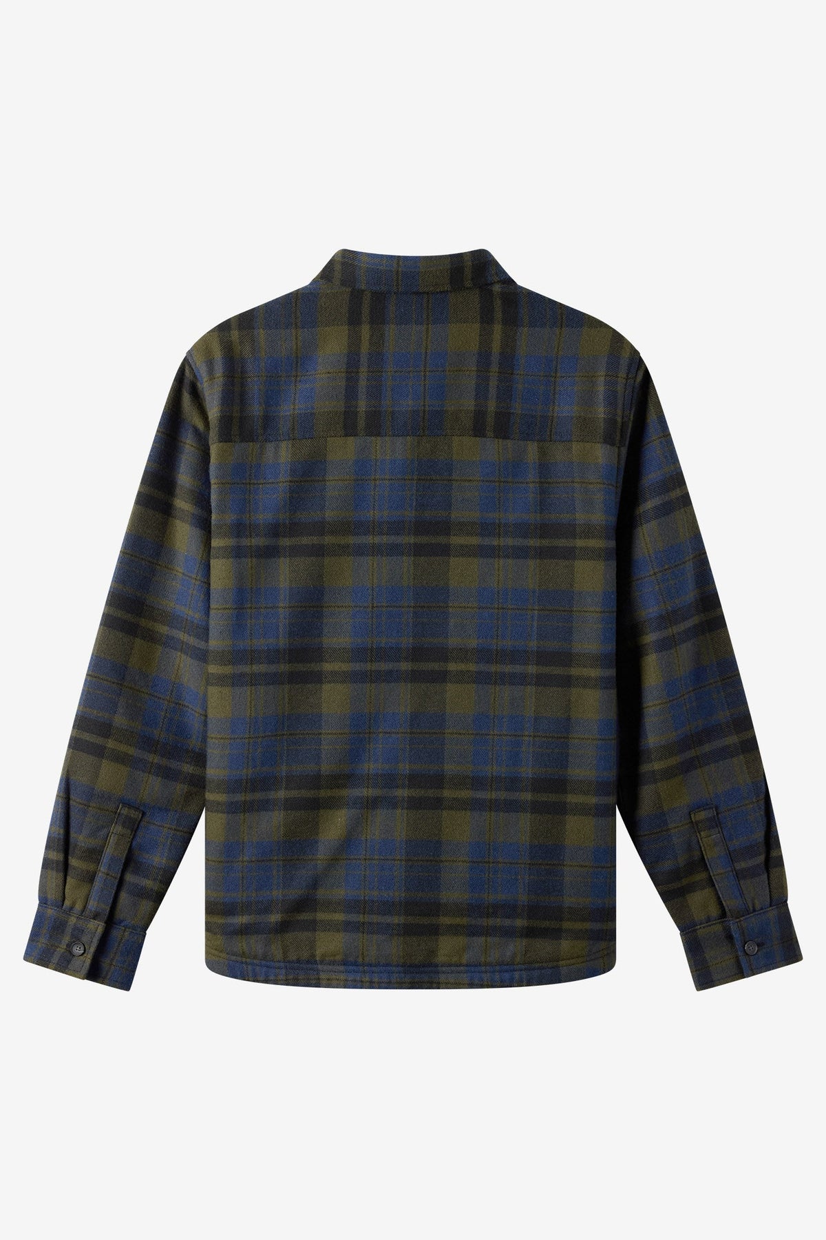 O'Neill Men's Plaid High Pile Lined Jacket - Army - flat back
