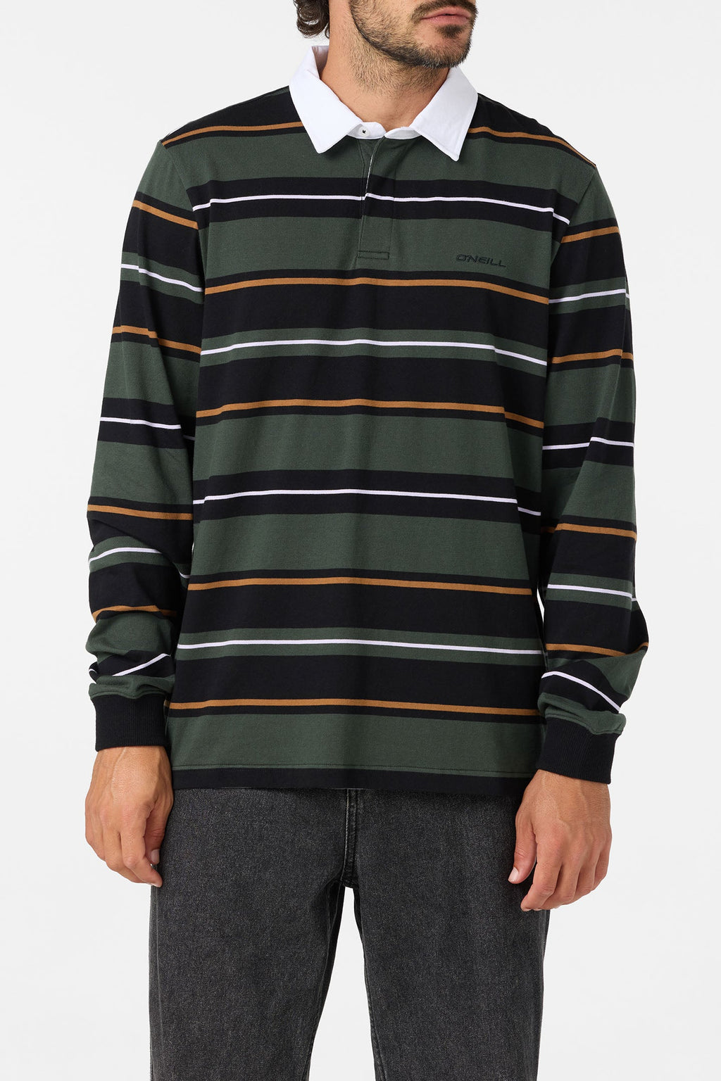 O'Neill Tickets Long Sleeve Rugby Shirt - Hunter Green front