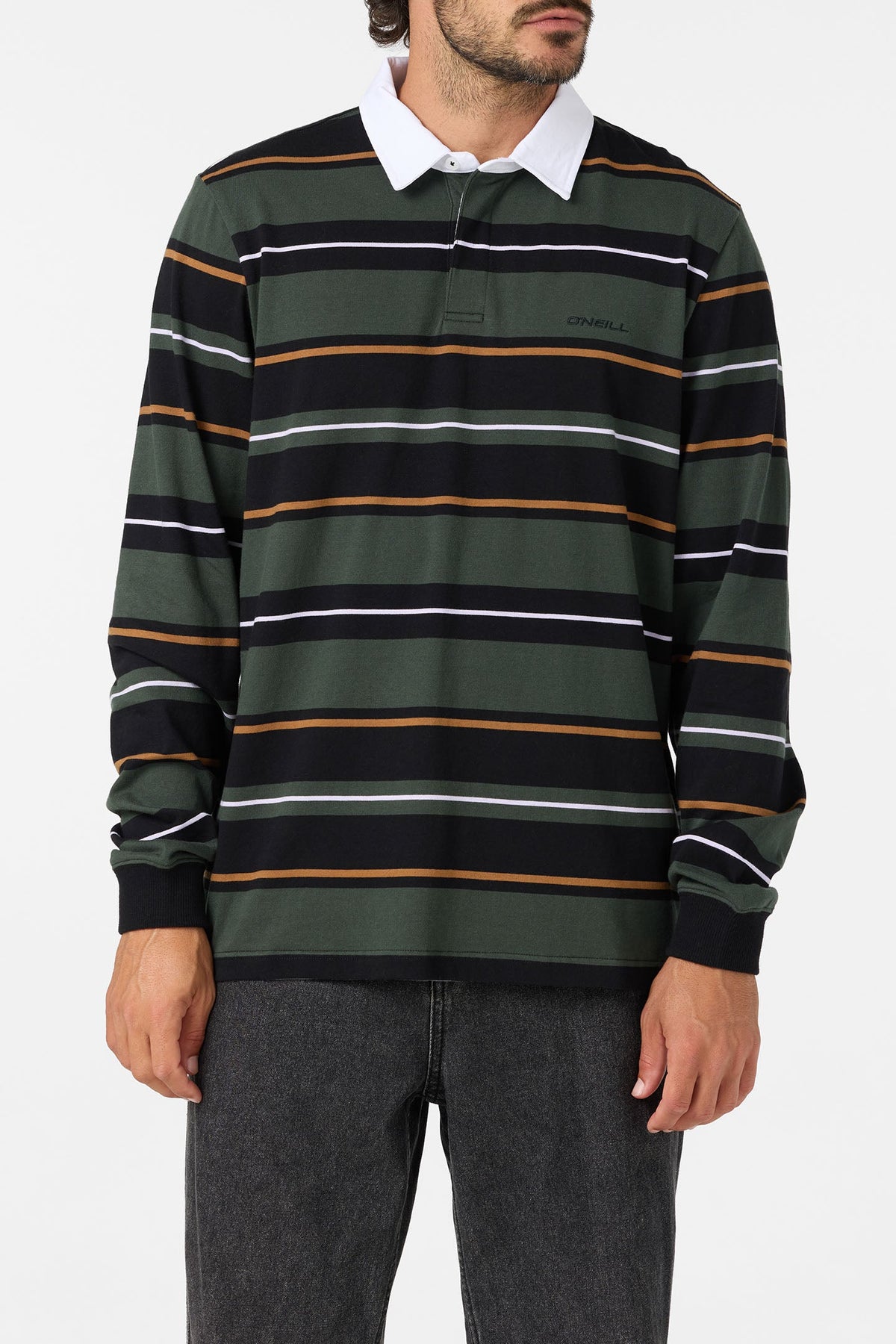 O'Neill Tickets Long Sleeve Rugby Shirt - Hunter Green front