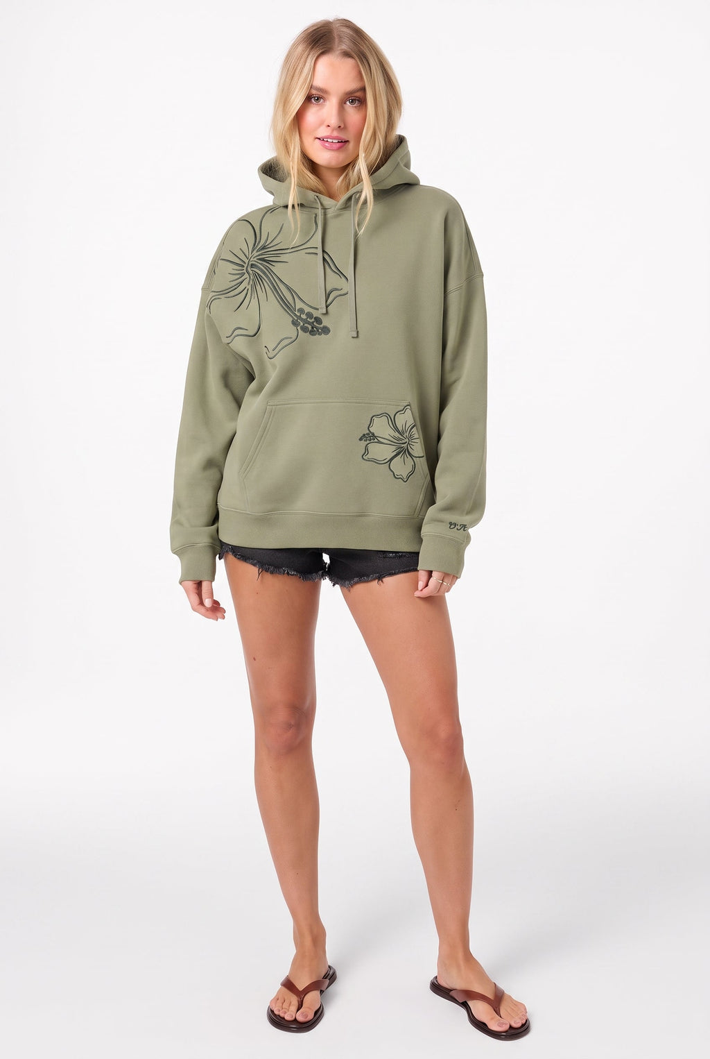O'Neill Women's Hibiscus Oversized Hoodie - Sage - front
