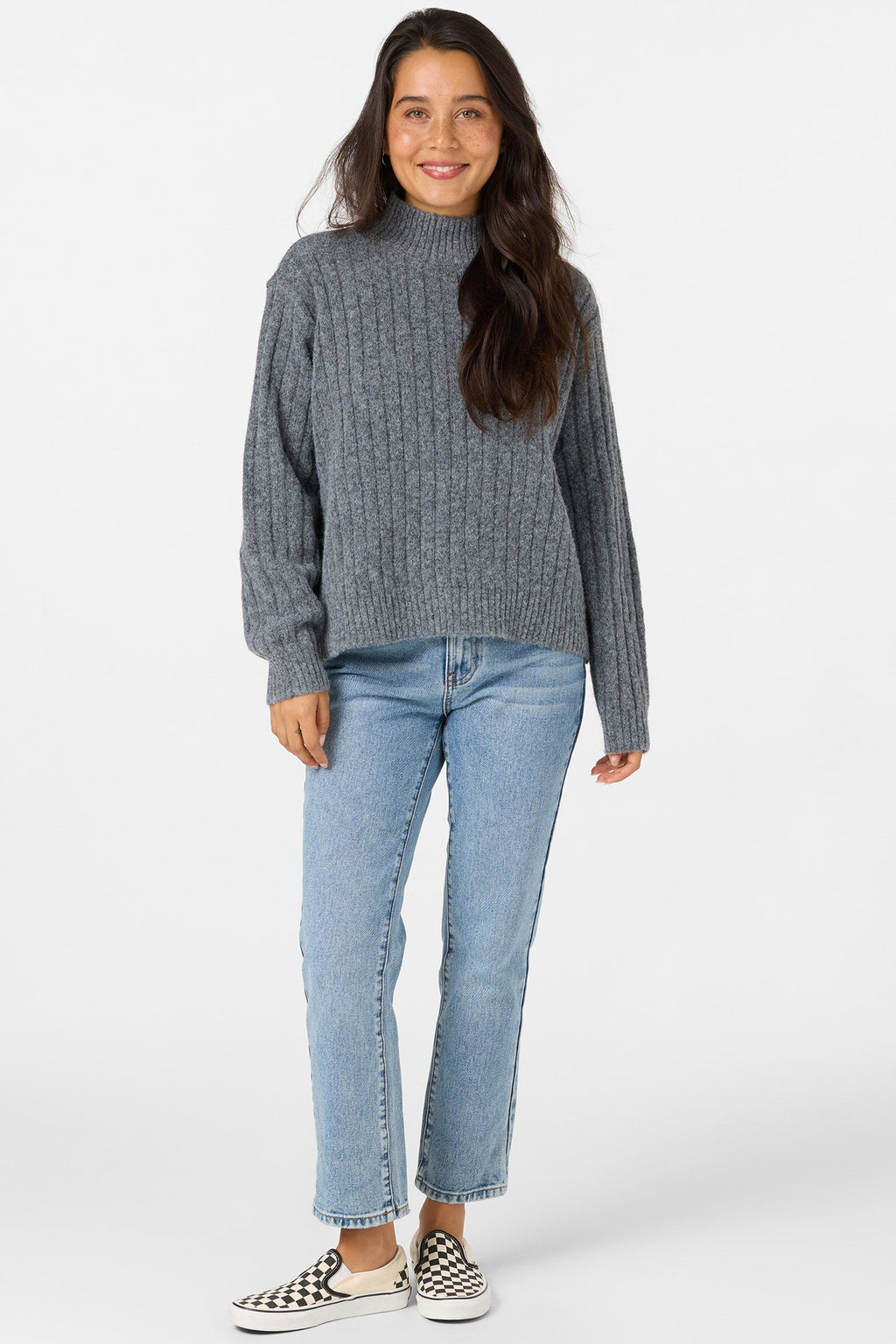O'Neill Women's Cypress Mock Neck Sweater - Charcoal - front