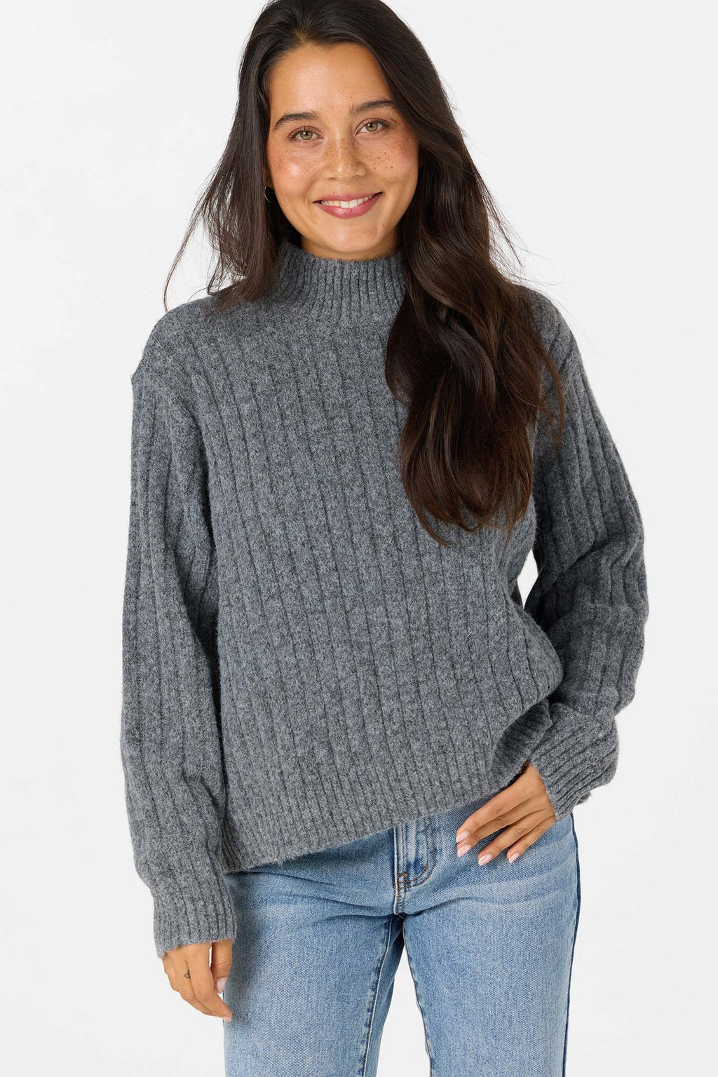 O'Neill Women's Cypress Mock Neck Sweater - Charcoal - side