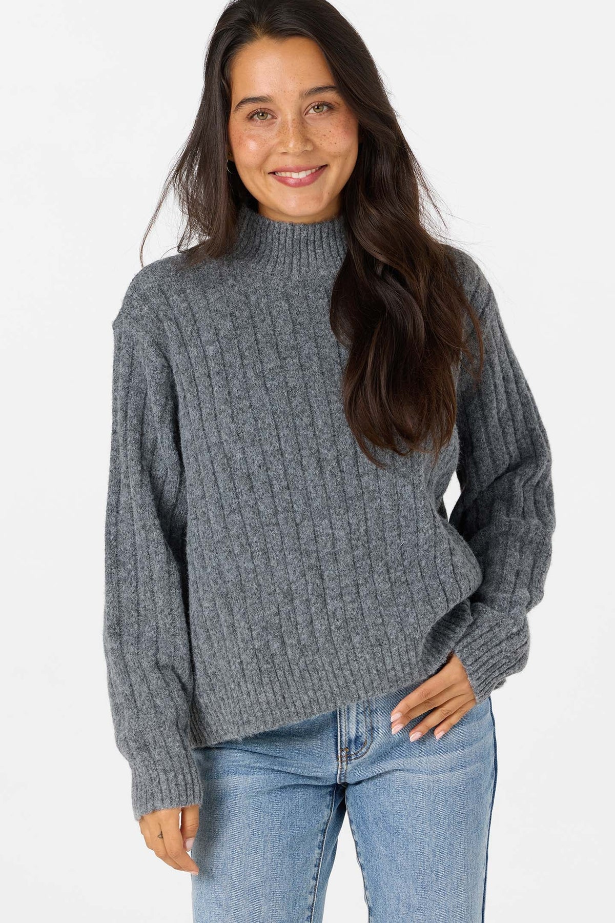 O'Neill Women's Cypress Mock Neck Sweater - Charcoal - side