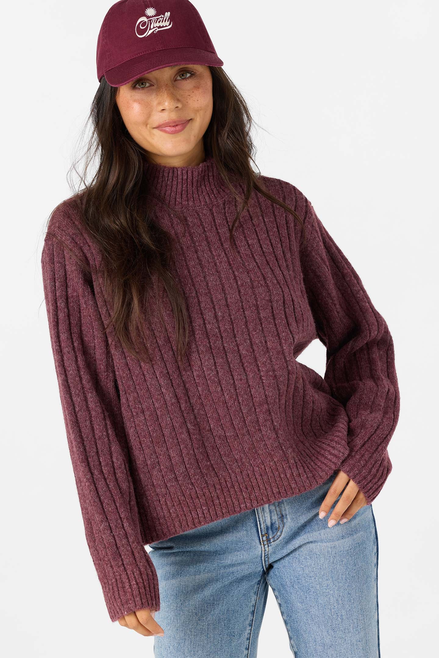 O'Neill Women's Cypress Mock Neck Sweater - Fig - side