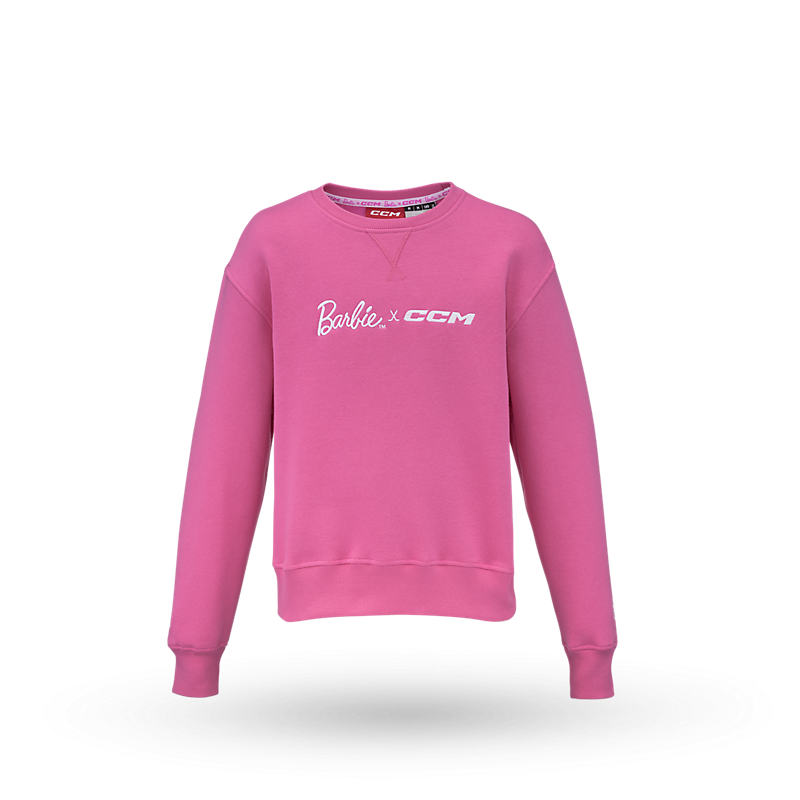 Barbie x CCM Pink Embroidered Crewneck Youth, front view