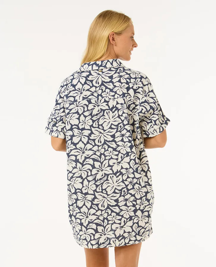 Women's Las Dalias Short Sleeve Shirt Dress