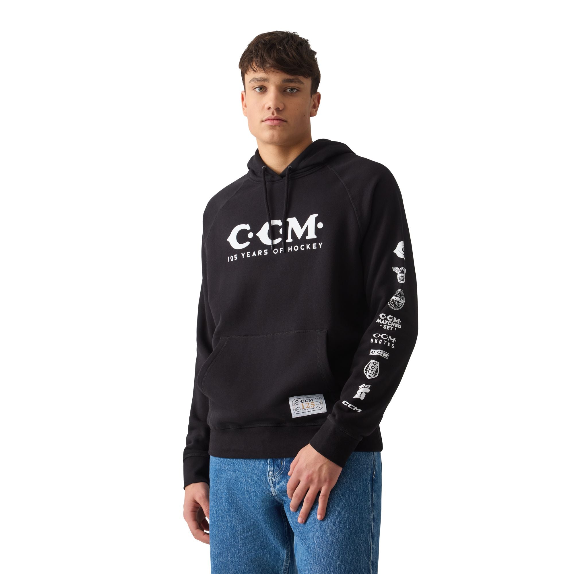 CCM 125 Years of Hockey pullover hoodie in black - on model