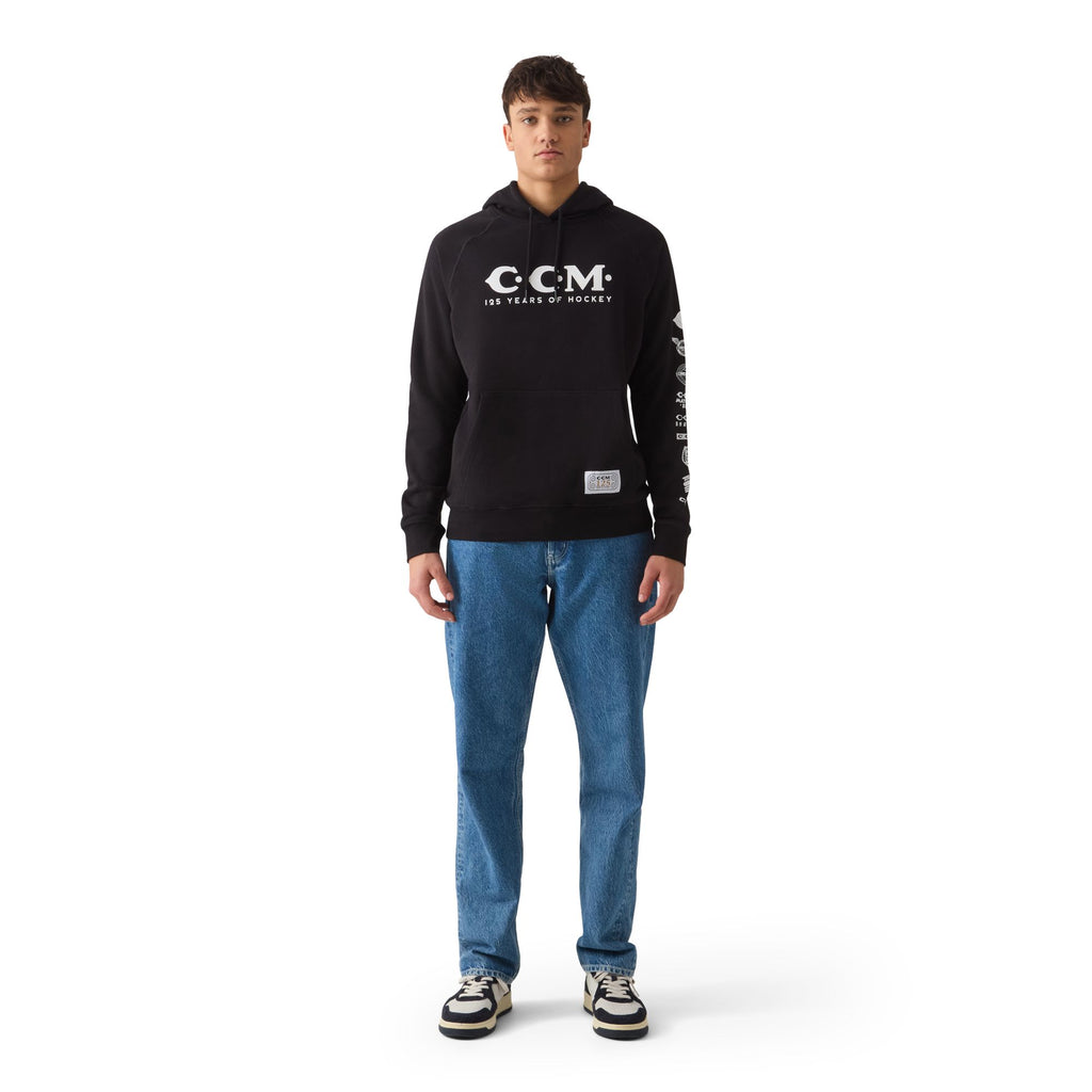 CCM 125 Years of Hockey pullover hoodie in black - full length on model