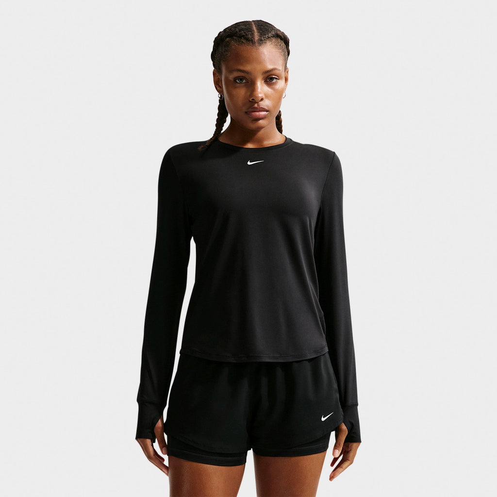 Nike Women's One Classic Dri-FIT Long-Sleeve Shirt (2026) - Black/White, front