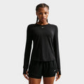 Nike Women's One Classic Dri-FIT Long-Sleeve Shirt (2026) - Black/White, front