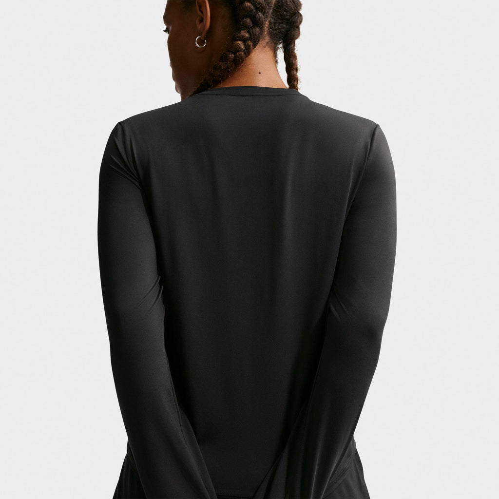 Nike Women's One Classic Dri-FIT Long-Sleeve Shirt (2026) - Black/White, on-model