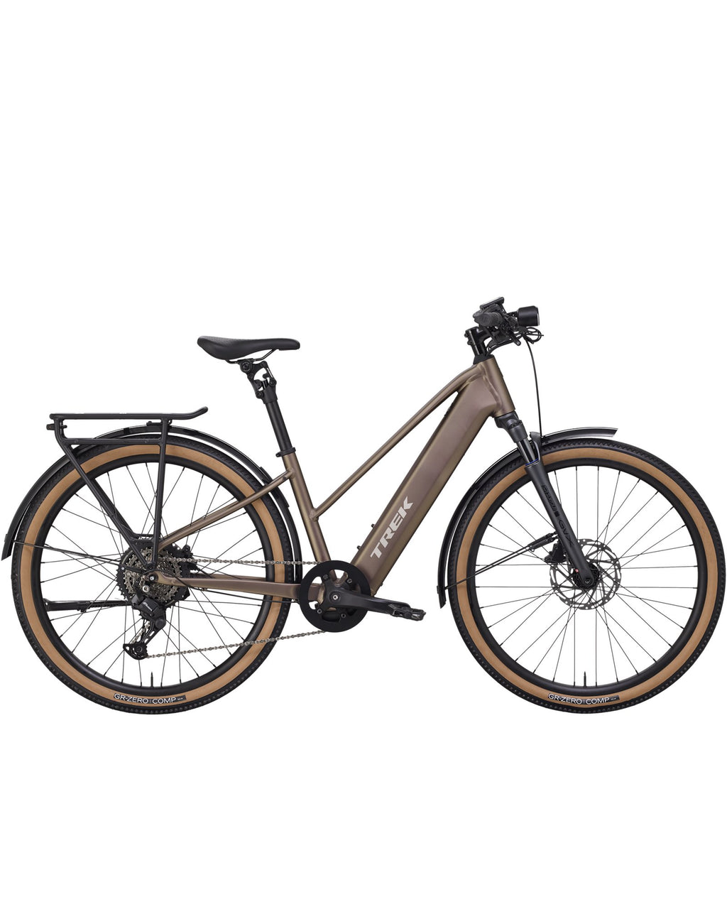 Trek FX+ 2 Midstep Throttle Electric Bike - Bronze Age, side