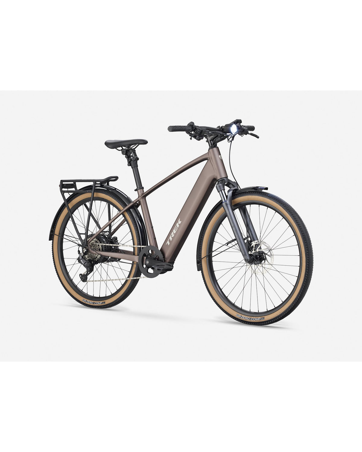 Trek FX+ 2 Step-Over Throttle Electric Bike - Bronze Age, front